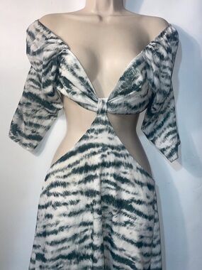 Tie-Front Cutout Maxi Dress in Green Tie-Dye